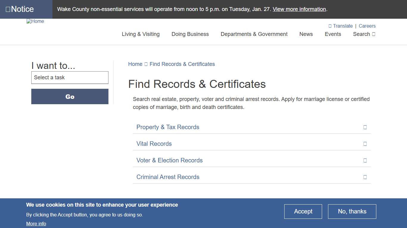 Find Records & Certificates Wake County Government